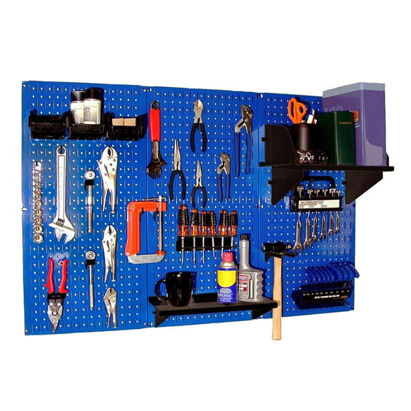 Wall Control 4 Ft Metal Pegboard Standard Tool Organizer for Garage, Blue
