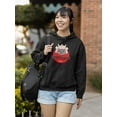 thumbnail image 2 of Japanese Samurai Neko Cat Sign Hoodie Women -Image by Shutterstock, Female 3X-Large, 2 of 4