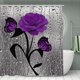 thumbnail image 2 of 1pc Purple Rose Shower Curtain, Waterproof Shower Curtain With 12 Hooks, Non-Slip Bathroom Rug, Toilet U-Shape Mat, Toilet Lid Cover, 2 of 5