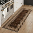thumbnail image 2 of Funslane 2'x6' Runner Rug, Modern Bordered Washable  Rug Non Slip Bedroom Runner Carpet for Laundry Room Kitchen, Red Brown, 2 of 7