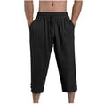 thumbnail image 2 of COSFO Black Mens Baggy Sweatpants Cropped Joggers 7/8th Athleisure Drawstring Solid Elastic Waist Casual Pants for Men, 2 of 5