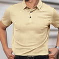 thumbnail image 5 of Qwertyu Capri Polo Shirts Men Breeze Short Sleeve Casual Collared Golf Shirt Lightweight Stretch Quick Dry Textured Summer T-Shirts with Front Pocket Beige L, 5 of 6