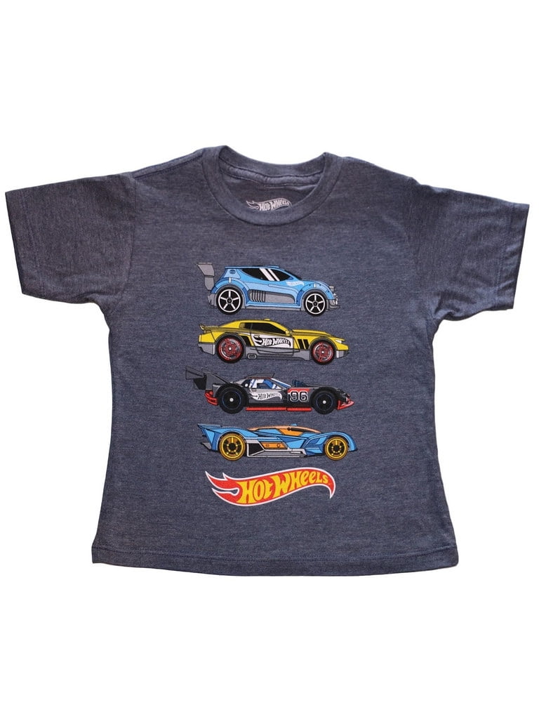 Hot Wheels - Hot Wheels Little Boys' Toddler Four Car Stack Tee, Navy ...