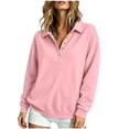 thumbnail image 4 of Warop Women's Lapel Button and Snap Sweatshirt Long Sleeve Loose Casual Pullover for Spring Winter and Daily, 4 of 6