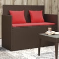 thumbnail image 1 of vidaXL Garden Bench with Cushions Brown Poly Rattan, 1 of 5