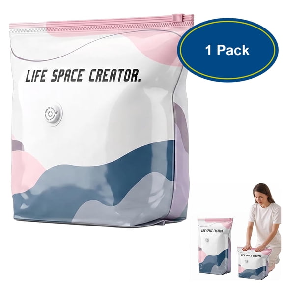 Tupukom No‑Pump Vacuum Storage Bags, Space Saver Bags Vacuum Seal Bags, Press & seal,No Pump Needed for Jumbo Clothes Bedding,Comforters-1 PC