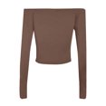 thumbnail image 4 of COMVALUE Womens Long Sleeve Off The Shoulder Tops Going Out Cute Basic Y2K Fall Fashion 2026 Outfits Clothes Brown Size XS, 4 of 4