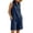 Dark Blue, variant on Womens Solid Linen Blend Sleeveless Henley Neck Blouse And Cuffed Hem Bermuda Short Two Piece Outfit Side Inset Pockets Loose Fit Breathable Summer Casual Co Ord Set