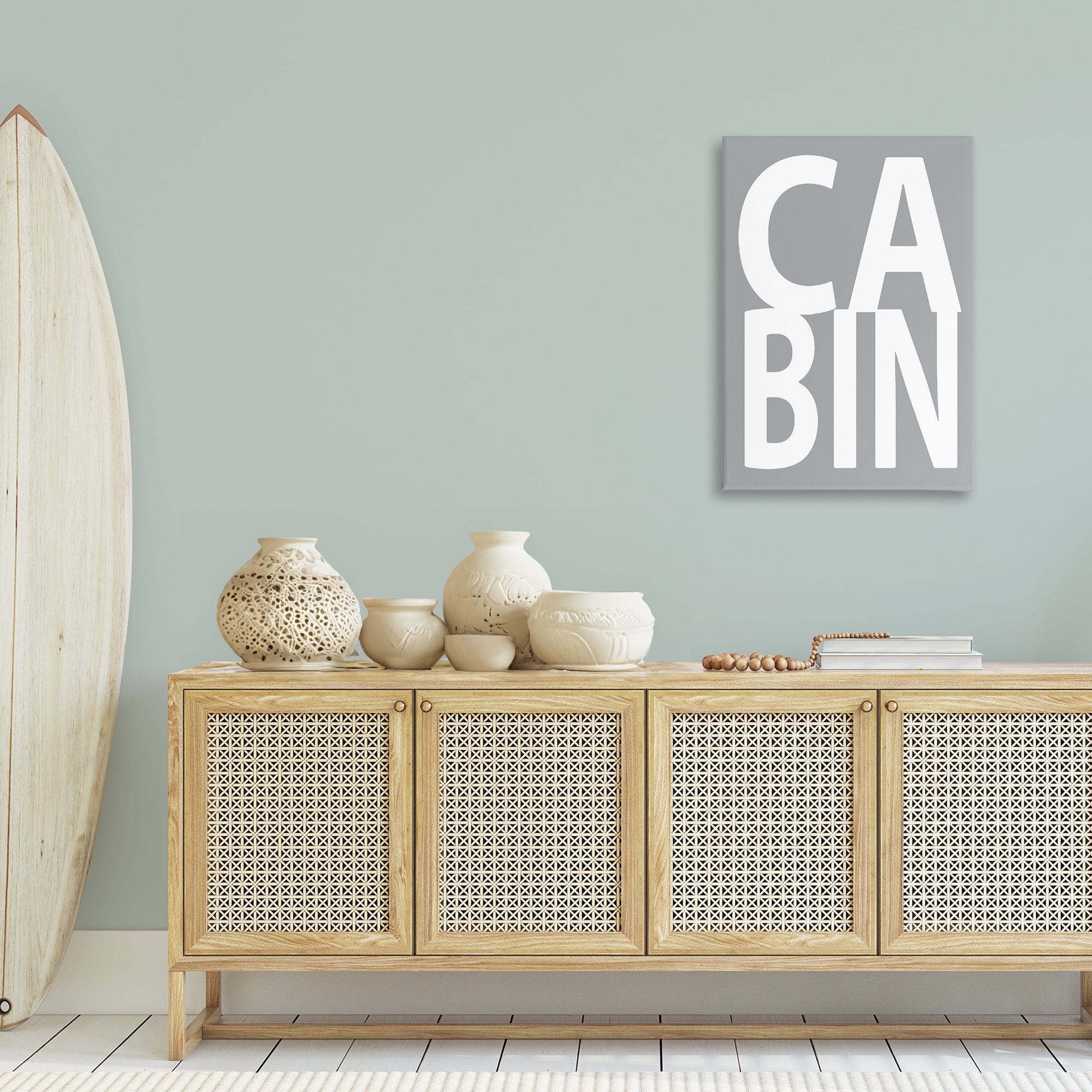 Stupell Industries Cabin Word on Grey Typography Painting Gallery Wrapped Canvas Art Print Wall Art, 24 x 36