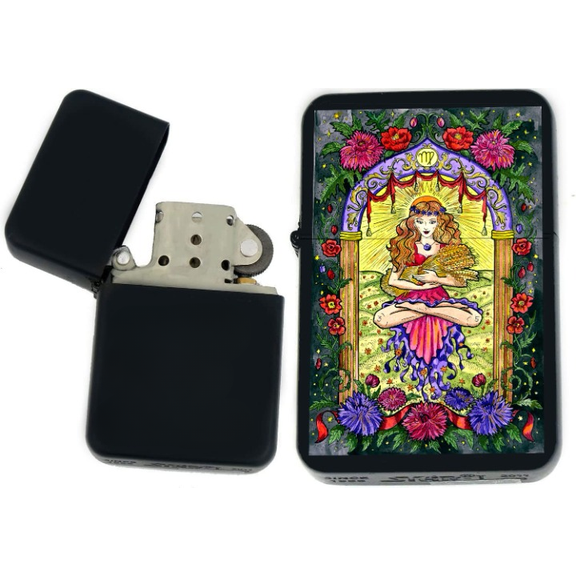Zodiac Signs, Astrology Icons, Horoscope Symbols Collection s Infinity Black Matt Windproof Lighters! (Virgo) - Christmas, Halloween & Valentines Day Gift