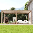 thumbnail image 3 of Garvee 10x20 FT Outdoor Louvered Pergola with Wood Grain Finish, Heavy Duty Aluminum Frame Gazebo for Backyard, Patio, Lawn, Weather Resistant Canopy, 3 of 9