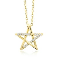 Gem Stone King Star Pendant Necklace for Women | 18K Yellow Gold Plated Silver | White Zirconia Jewelry Gift | With 18 inch Chain