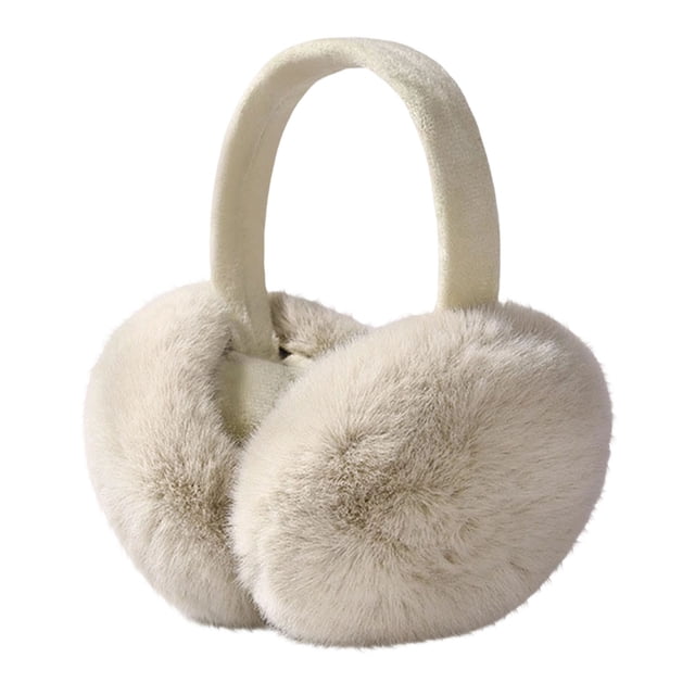 HaoXun Winter Fleece-Lined Foldable Faux Rabbit Fur Ear Muffs - Windproof Cold Weather Protection with Adjustable Headband for Outdoor Activities