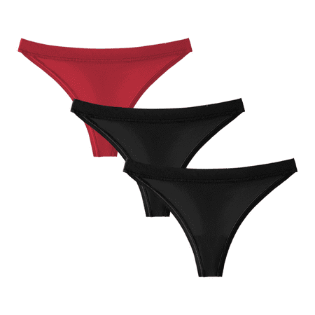 Meiodtion Underwear for Women Comfort Thong Cheeky Banded Waist Panties Elastic Flat Seams Stretchable Panty Black XS
