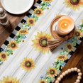 thumbnail image 3 of Sunflowers Table Runner 72 Inches, Botanical Bees Black White Plaid Truck Wooden Bed Runner Dresser Scarves Tabletop for Indoor Outdoor Parties/Ceremony/Banquet, 18" x 72", 3 of 9