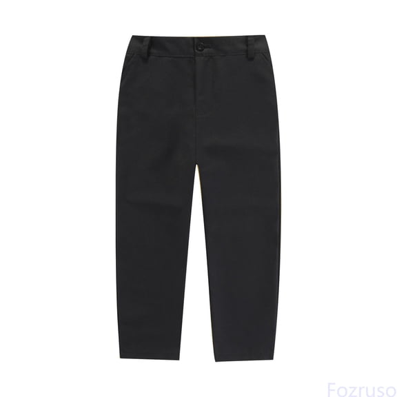 Fozruso Boys' Girls‘ Flat Front Dress Pants Adjustable Waist School Wear Formal Casual Pants Trousers For Kids Pants for School Casual Sizes 5-6 Years(Black)