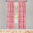 thumbnail image 3 of Ambesonne Christmas Curtains, Plus Shapes Squares Art, Pair of 28"x63", Dark Pink and White, 3 of 5