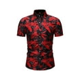 thumbnail image 3 of KOMOO Men 2 Piece Tracksuits Casual Button Down Short Sleeve Floral Hawaiian Shirt and Shorts Suit Floral Printed Tracksuits, 3 of 8