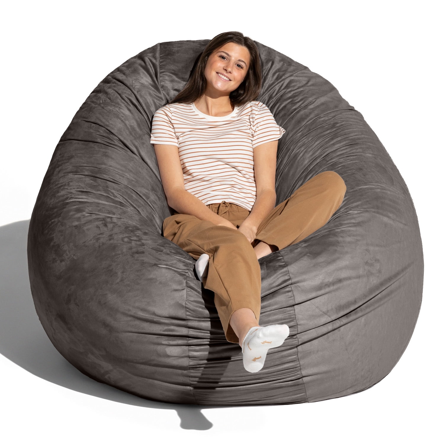 Jaxx 6-Foot Giant Bean Bag Chair, Convertible 2-in-1 Chair & Bed for Adults, Microsuede Charcoal