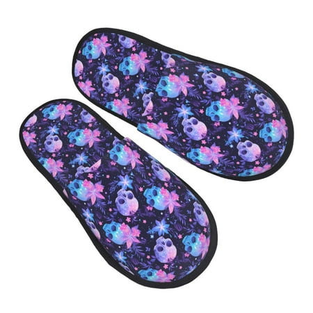 

Ocsxa Mens Womens Cozy Memory Foam Scuff Slippers Slip On Warm House Shoes Indoor/Outdoor Skull starry sky flower leaf Designs-Medium