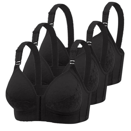 YEJIMAN Pack of 3 Women s Bra Without Underwire Women Classic Bras with Front Closure Sports Bra Set Yoga Bra Women Bra for Sleeping Yoga Gym Outdoor Fitness  Black Seamless Underwear For Women