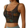thumbnail image 2 of Fotbe Polynesian Turtles Pattern Womens' Sports Bra Longline Wirefree Padded with Medium Support Sports Moisture-Wicking Workou Vest,Tank Top-, 2 of 9