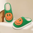 thumbnail image 2 of Smile Face Slippers for Women and Men Retro Comfy PU Leather Slip-On House Shoes with Memory Foam Warm Soft Flat Slides for Indoor & Outdoor, 2 of 5