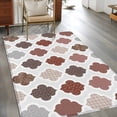 thumbnail image 4 of Area Rug 48×72in, Red Brown Abstract Geometric Floor Carpet Living Room Rug, Retro Bohemia Pattern Non-Slip Welcome Mat Indoor Rugs for Bedroom Dining Room, 4 of 9