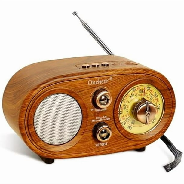 wonima11 Portable Retro Vintage Bluetooth Speaker Radio, FM/AM/SW 3 Band, Adjustable Antenna, Battery Powered, Support TF Card, USB Playing Music, Home Decor Gifts for Friends Family -Brown Color