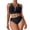 Black, variant on 2 Piece Bikini Set V Wire Cutout Popular Swimsuit High Waisted Textured Summer Beach Swim Bathing Suits Blue