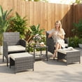 thumbnail image 6 of UDPATIO Balcony Furniture 5 Piece Patio Furniture Set, Outdoor Grey Wicker Chairs with Ottoman, Beige, 6 of 9