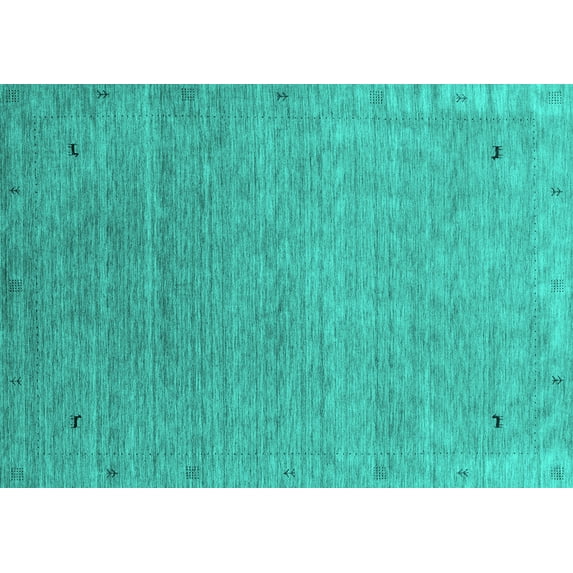 Ahgly Company Machine Washable Indoor Rectangle Abstract Turquoise Blue Contemporary Area Rugs, 4' x 6'