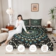 thumbnail image 3 of Homewish Vintage Peacock Mandala Twin Comforter Sets,Black Green Bohemian Bedding Set,Navy Blue Reversible,2 Pieces,1 Comforter and 1 Pillowcase, 3 of 7