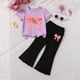 thumbnail image 1 of Conjuntos de blusas y camisas de cuello redondo y manga corta para niños, top con capucha de manga larga de color con cintura elástica, pantalones largos, traje casual y cómodo, conjunto de poliéster, 1 of 6