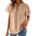 thumbnail image 4 of UVN V Neck Shirts for women Summer Lace Butterfly Sleeve Blouses Ladies Casual Flowy Crochet Tops, 4 of 9