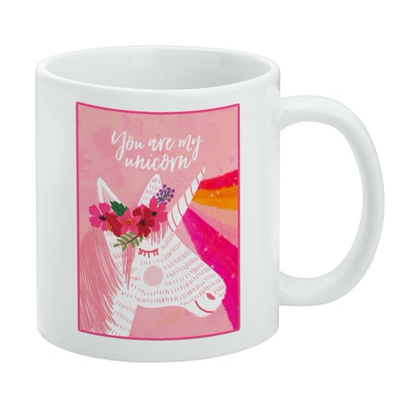 You are my Unicorn Flowers Rainbow Horn White Mug