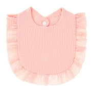 Korean Style Baby Feeding Drool Bib Ruffle Solid Infants Lace Saliva Towel Soft Cotton Burp Cloth For Newborn Toddler Kids Bibs Pink