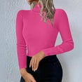 thumbnail image 2 of AKOEE Knitted Turtleneck Sweaters for Women Slim Fit Long Sleeve High Neck Base Pullover Sweater Tops Solid Color (S, Hot Pink), 2 of 7