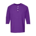 thumbnail image 6 of Nestiefly 3/4 Sleeve Shirt for Men Fit Henley T-Shirt Pullover Lightweight Gym Workout Baseball Shirts Button Up Tops Purple S, 6 of 7