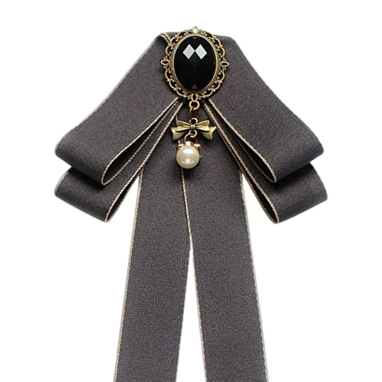 Dwayne C Brooch pins Crystal Ribbon brooches pin Bow tie Bow Brooch for  Women Girls（Grey，one Size） : : Jewellery