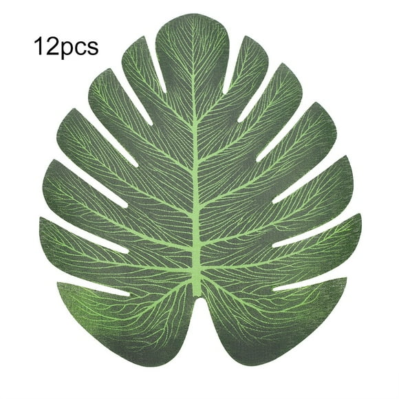 12 Pcs Large Artificial Leaves Green Palm Tree Leaf Home Party Wedding Decoration (18.5cm)