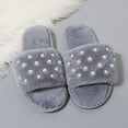 thumbnail image 6 of Xfvqtps Fuzzy Slippers for Women House Bedroom Shoes Pearl Open Toe Slide Comfy Fall Winte Slipper Gray, 6 of 6