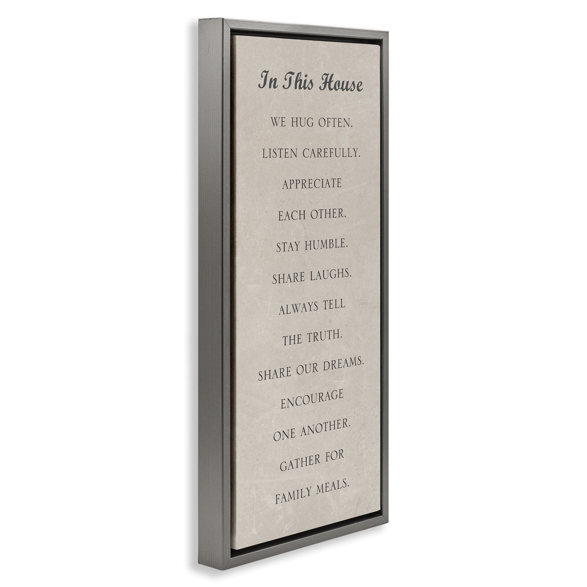 Stupell Industries Family Love Phrases Typography Painting Gray Floater Framed Art Print Wall Art, 15 x 31
