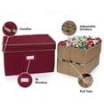 thumbnail image 5 of Ornament Storage Box, Red - Heavy Duty Holiday Decor Organizer with Dividers, 5 of 9