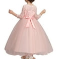 thumbnail image 4 of Prom Dresses for Girls Size 3-12 Toddlers Kids Elegant Lace Long Sleeve Crewneck Solid High Waisted A-Line Layered-Tulle Graduation Dress, 4 of 5