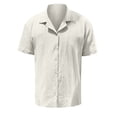 thumbnail image 3 of JTieacloth Free Button Down Shirt Men Fashion Casual Top Shirt Simple Comfortable Solid Color Button Shirt Top Short Sleeve Top White, 3 of 4