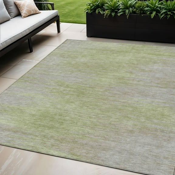 HomeRoots 587225 5 x 8 ft. Abstract Washable Indoor & Outdoor Rectangle Area Rug, Sage & Artichoke Green