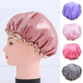 thumbnail image 1 of SPRING PARK Women Elastic Waterproof Reusable Shower Cap Hat Bath Head Hair Cover Salon Shower Cap, 1 of 7