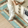 thumbnail image 4 of MeyJey Farmhouse Kitchen Rug Set of 2, Non-Slip Anti-Fatigue Waterproof Cushioned Mat for Kitchen, Dining & Laundry Room, 20"x31.5"+20"x59" Teal/Brown, 4 of 13
