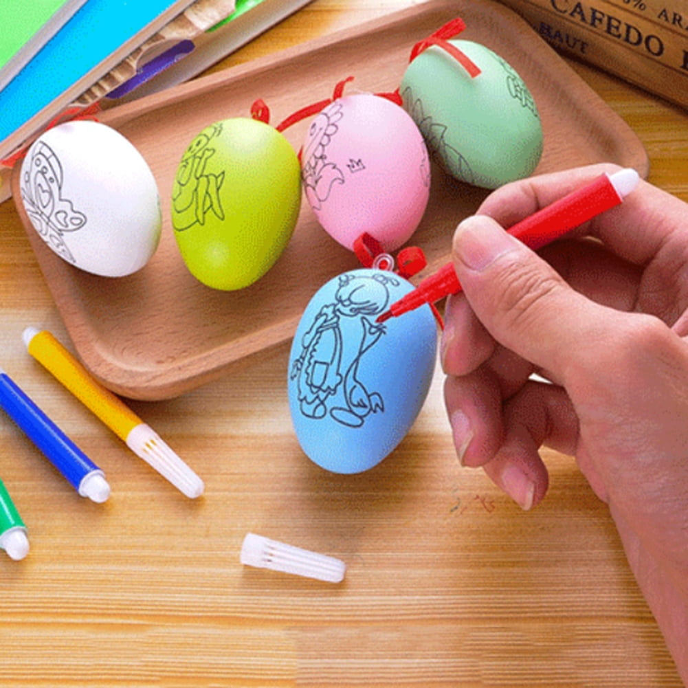 JYC Store 2019 Novelty Water Color Pen & Egg Kids DIY Painting Color Egg Toy Easter Egg Education Toys